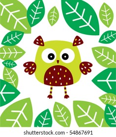 cute little owl in forest
