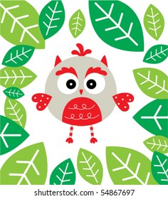 cute little owl in forest