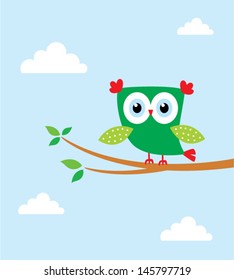 cute little owl on tree