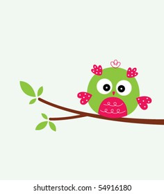 cute little owl on tree