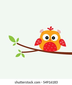 cute little owl on tree