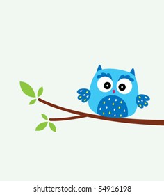 cute little owl on tree