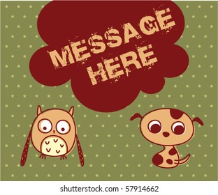 cute little owl and puppy message