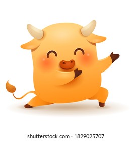Cute little Ox. Chinese New Year. Year of the Ox. Chinese zodiac: Ox - the symbol of the year 2021 on the Chinese calendar.