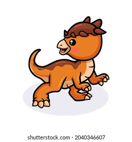 Cute little pachycephalosaurus dinosaur cartoon