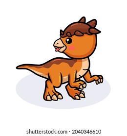 Cute little pachycephalosaurus dinosaur cartoon
