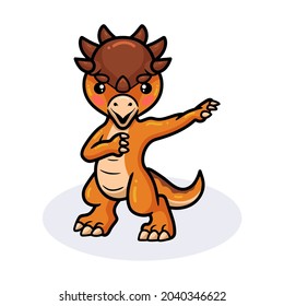 Cute little pachycephalosaurus dinosaur cartoon standing