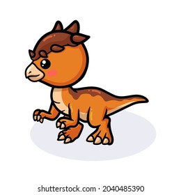Cute little pachycephalosaurus dinosaur cartoon