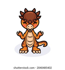 Cute little pachycephalosaurus dinosaur cartoon standing