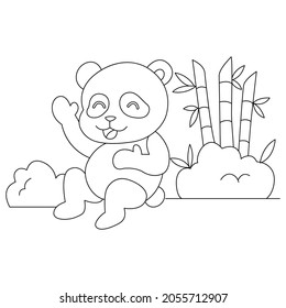 Cute little Panda animal illustration. Vector design for children Coloring book.