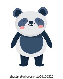 cute little panda cartoon character on white background vector illustration