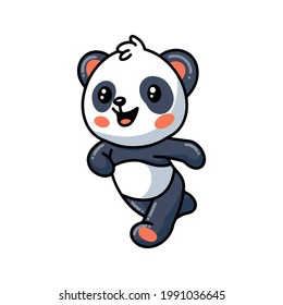 Cute little panda cartoon running