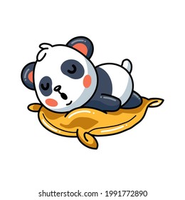 Cute little panda cartoon sleeping