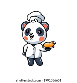 Cute little panda chef cartoon
