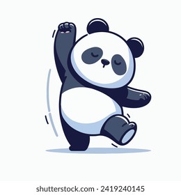 cute little panda dancing cartoon character mascot