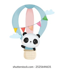 Cute Little Panda fly with Air Ballon