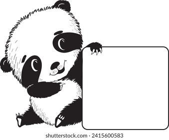 Cute little panda holding a shield