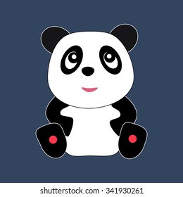 Cute little panda  illustration.  Baby panda. Asian bear. 