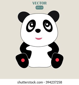 Cute little panda  illustration.  Baby panda. Asian bear. 