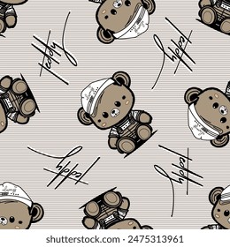 cute little panda pattern with seamless lines background