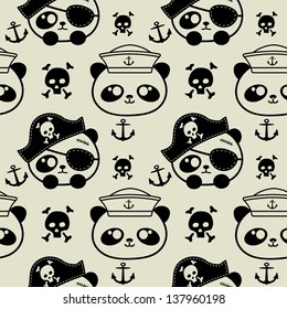 cute little panda sailors and pirate seamless