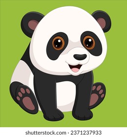 Cute little panda sitting isolated vector design illustration