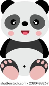 Cute little panda sitting isolated
