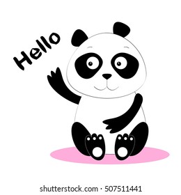 Cute little panda smile vector illustration 