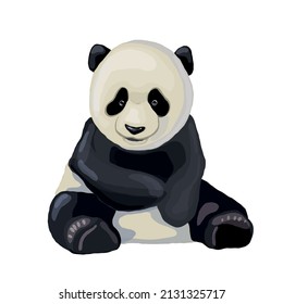cute little panda smiling abstract portrait, vector illustration, wildlife animal clipart good for card and print design