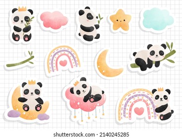 Cute Little Panda Sticker Sheet And Scrapbook