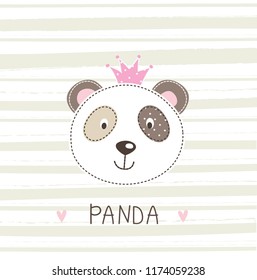 Cute little panda vector illustration for greeting card, baby shower, t-shirt design