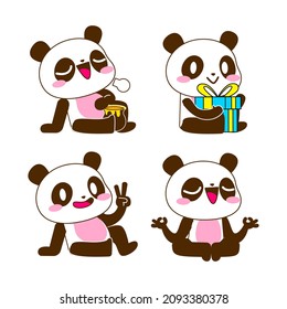 cute little panda vector illustration