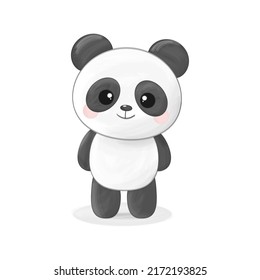 	
Cute little panda with watrcolor effect, isolated on white background. Vector illustration	

