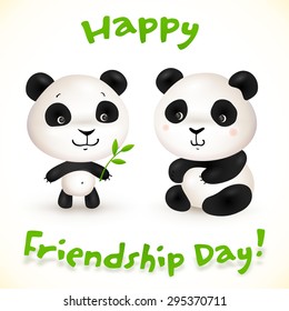 Cute little pandas friends, vector illustration