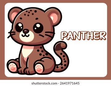Cute little panther happy smile cartoon illustration.