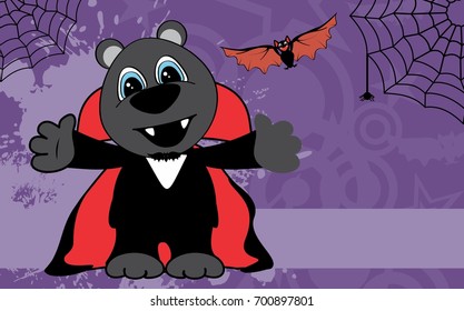 cute little panther hug dracula costume halloween backgorund in vector format 
