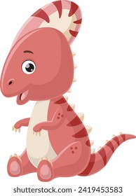 Cute little parasaurolophus cartoon on white background