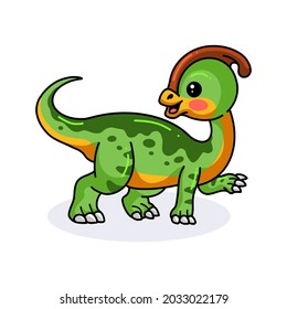 Cute little parasaurolophus dinosaur cartoon