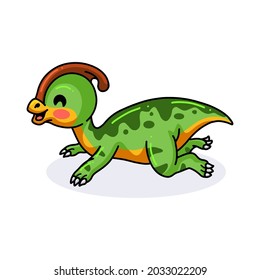 Cute little parasaurolophus dinosaur cartoon