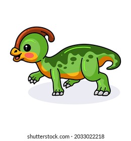 Cute little parasaurolophus dinosaur cartoon