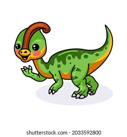 Cute little parasaurolophus dinosaur cartoon