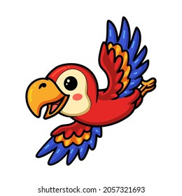 Cute little parrot cartoon flying