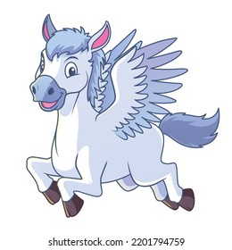 Cute Little Pegasus Cartoon Illustration