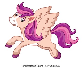 Cute little pegasus. Vector cartoon pony. Vector illustration for children 

