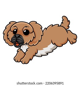 Cute little pekingese dog cartoon