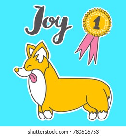 Cute little pembroke welsh corgi dog - vector  illustation