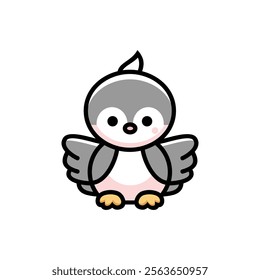 cute little penguin cartoon. cute bird character vector illustration