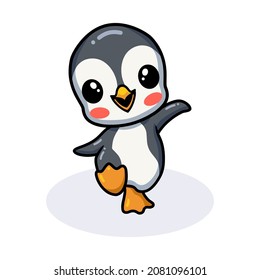 Cute little penguin cartoon dance