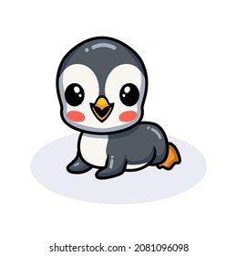 Cute little penguin cartoon lying down