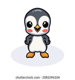 Cute little penguin cartoon standing